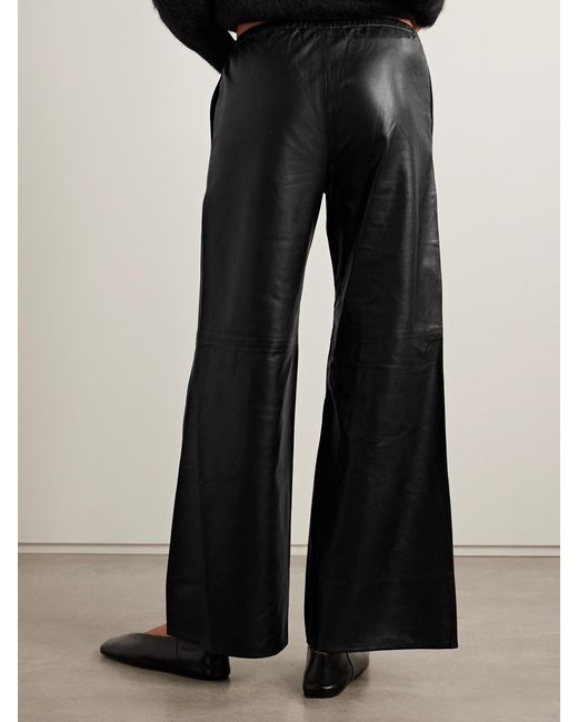La Ligne Black Colby Hose Mit Weitem Bein Aus Leder