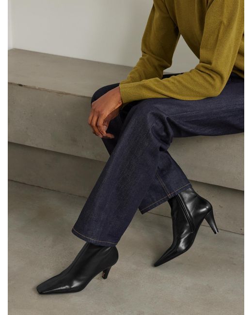 Saint Laurent Black Jill Ankle Boots Aus Leder Mit Verzierungen