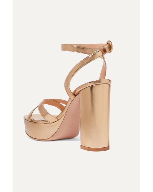 Gianvito Rossi Natural Poppy 120 Metallic Leather Platform Sandals
