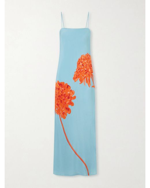 Sir Blue Amelie Floral-Print Silk-Crepe Maxi Dress