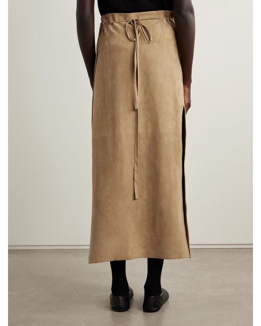 The Row Natural Danas Paneled Suede Midi Skirt