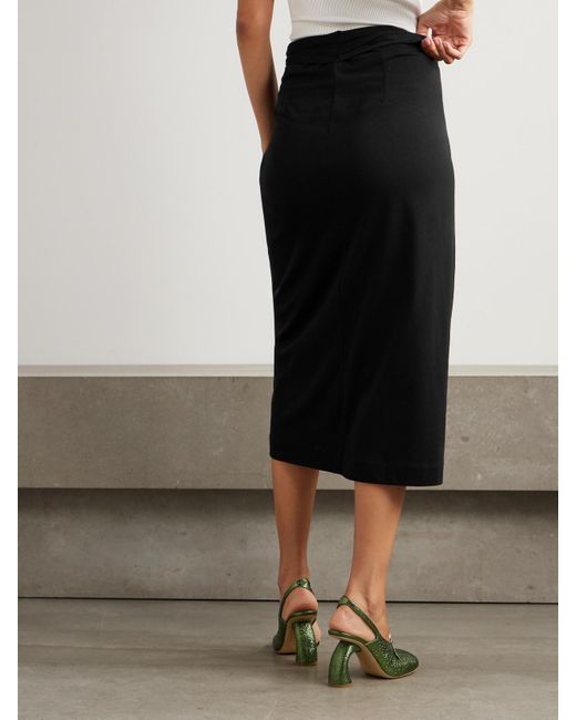 Jupe Midi En Jersey De Coton À Torsade Dries Van Noten en coloris Black