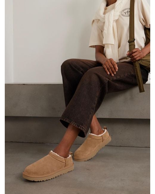 Chaussons De Ville En Peau Lainée Classic Micro Ugg en coloris Brown