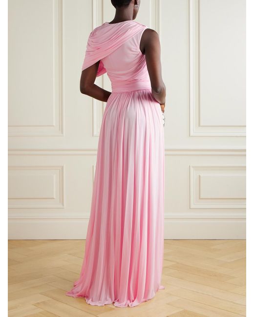 Giambattista Valli Pink Asymmetric Draped Jersey Gown