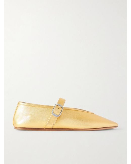 Le Monde Beryl Stella Metallic Leather Mary Jane Ballet Flats in ...