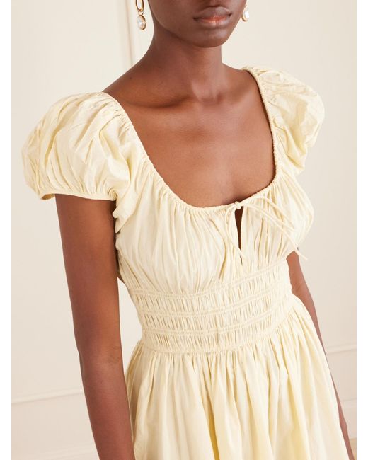 Doen Natural Quinn Smocked Organic Cotton-Poplin Midi Dress
