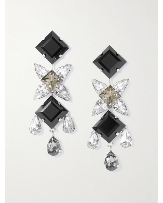 Jennifer Behr Black Raina Rhodium-Plated Onyx And Crystal Earrings