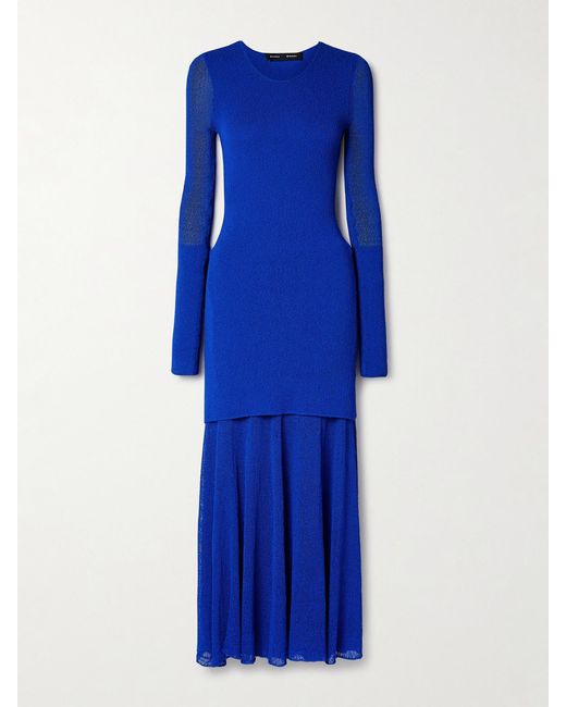 Proenza Schouler Blue Anita Layered Knitted Maxi Dress