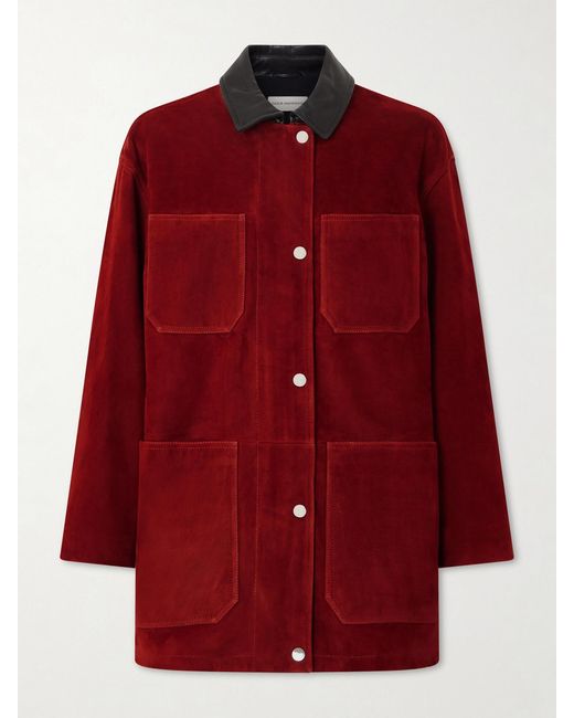 Nour Hammour Red Barn Jacke Aus Veloursleder Mit Lederbesätzen