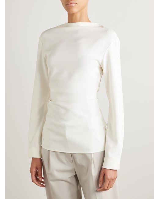 Proenza Schouler Natural Alexis Gathered Crepe Top