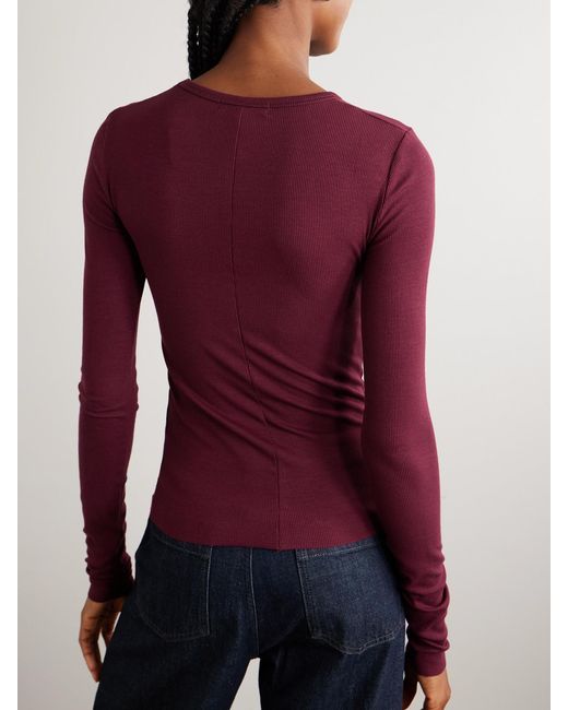 ÉTERNE Purple Ribbed Jersey Top