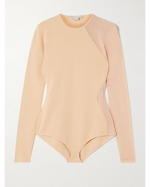 Stella McCartney Natural Miracle Stretch-Knit And Cotton-Blend Bodysuit