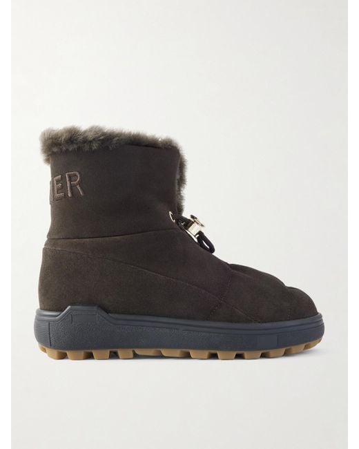 Bogner Black Chamonix Stiefel Aus Veloursleder Mit Shearling-Futter Und Stickerei