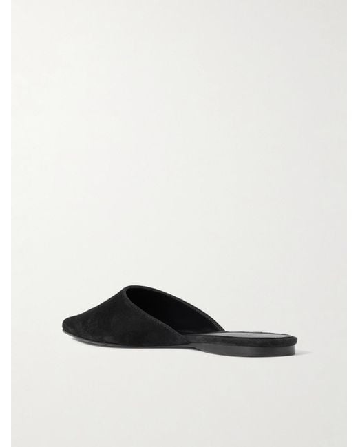TOVE White Pheby Point-Toe Suede Mules
