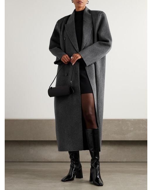 Frankie Shop Black Gaia Double-Breasted Wool-Blend Coat