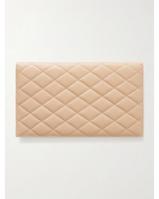 Saint Laurent Natural Paris Matelassé Leather Pouch