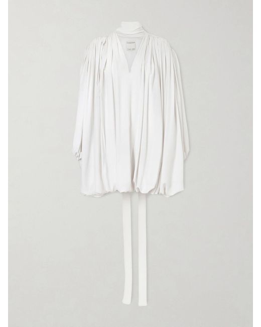 Calvin Klein White Allegra Belted Silk Crepe De Chine