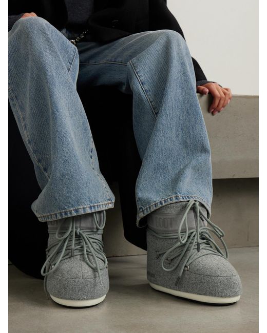 Moon Boot Gray Icon Low Schneestiefel Aus Filz Und Veloursleder