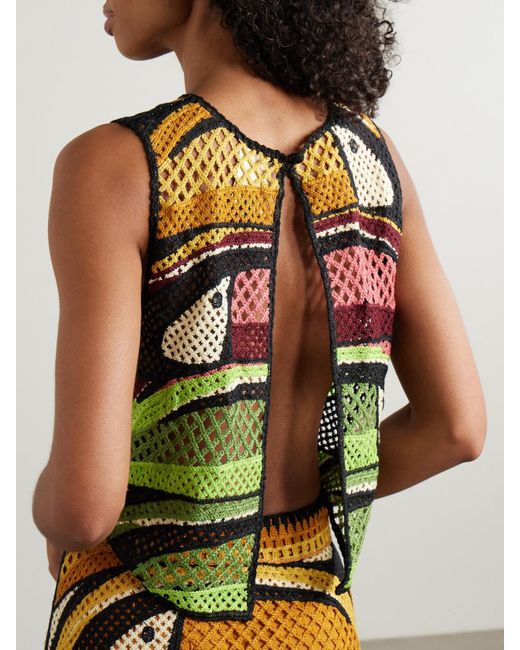 Farm Rio Green Toucan Tree Crocheted Top