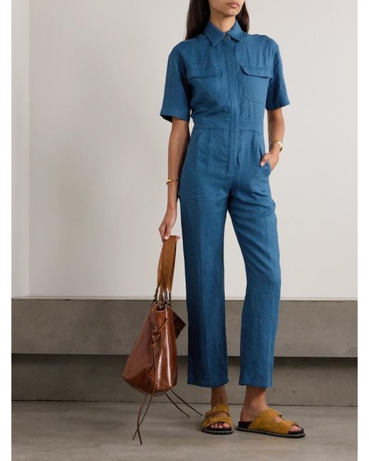 Rivet Utility Blue Dynamo Linen Jumpsuit