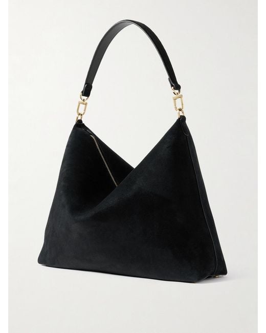 Totême  Black Bevel Medium Suede Tote