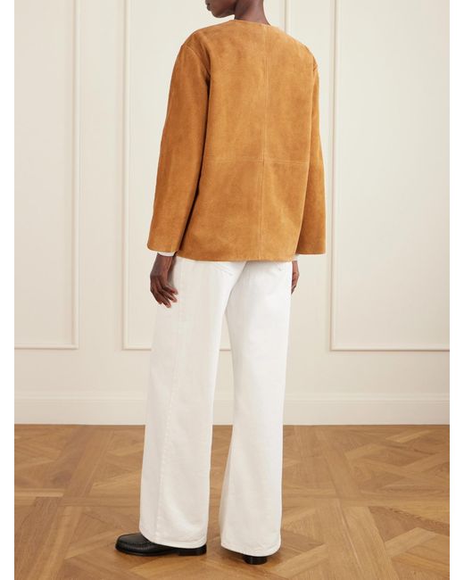 Rohe Brown Mandarin Paneled Suede Jacket