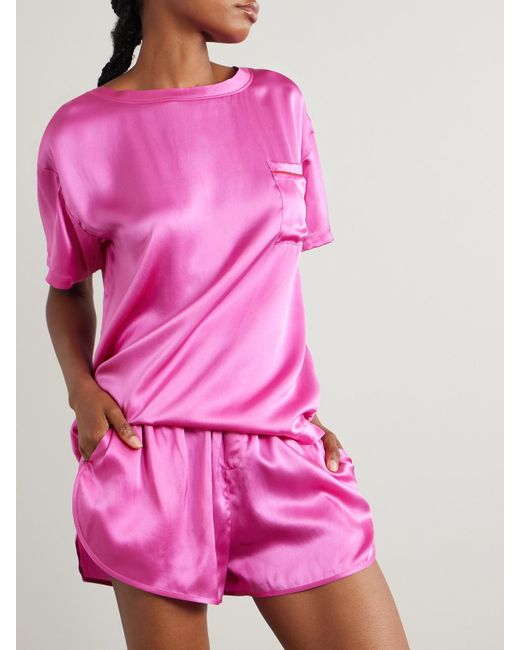 Skin Pink Festive Silk-Satin Pajama Shorts