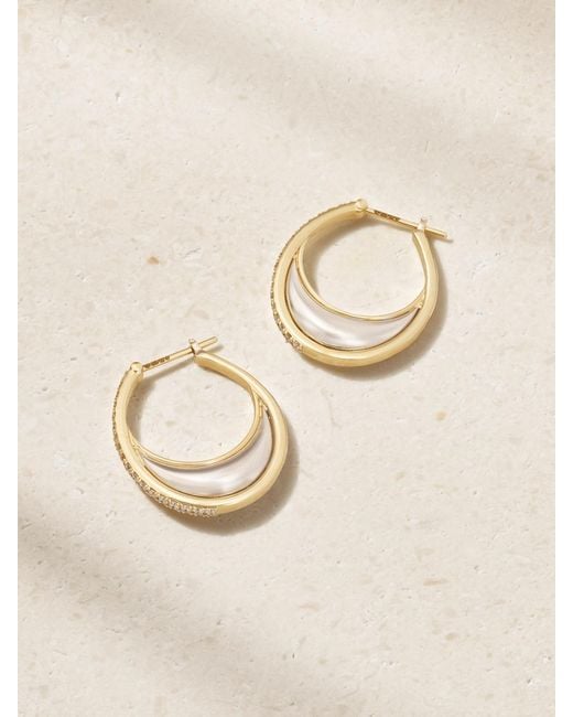 L'Atelier Nawbar Natural Bloop 18-Karat Diamond Hoop Earrings