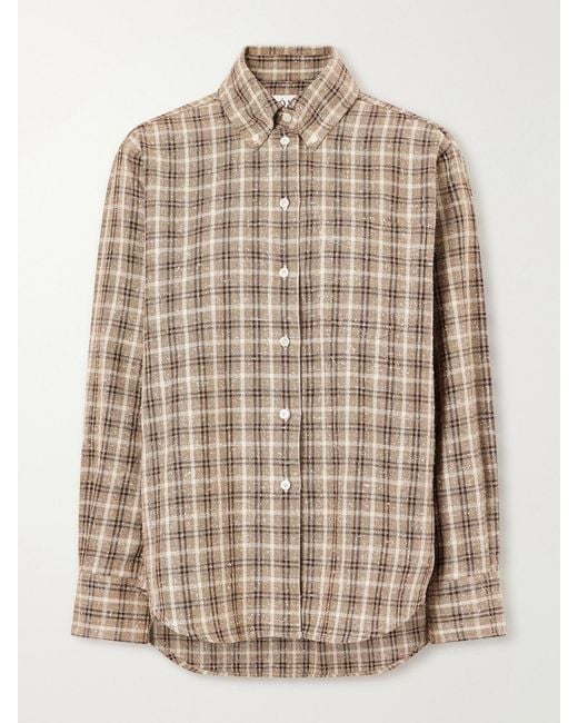 Rohe Natural Oxford Checked Cotton-Bouclé Shirt