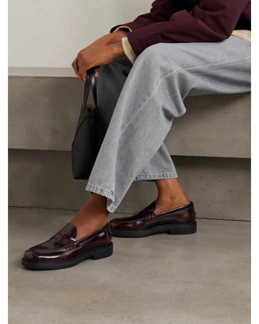 Tod's Black Glossed-Leather Loafers