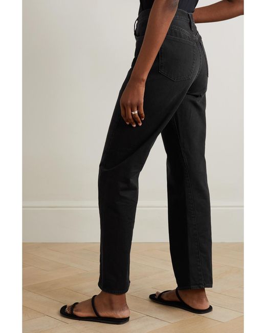 Totême Black Net Sustain Twisted Seam High-Rise Straight-Leg Organic Jeans