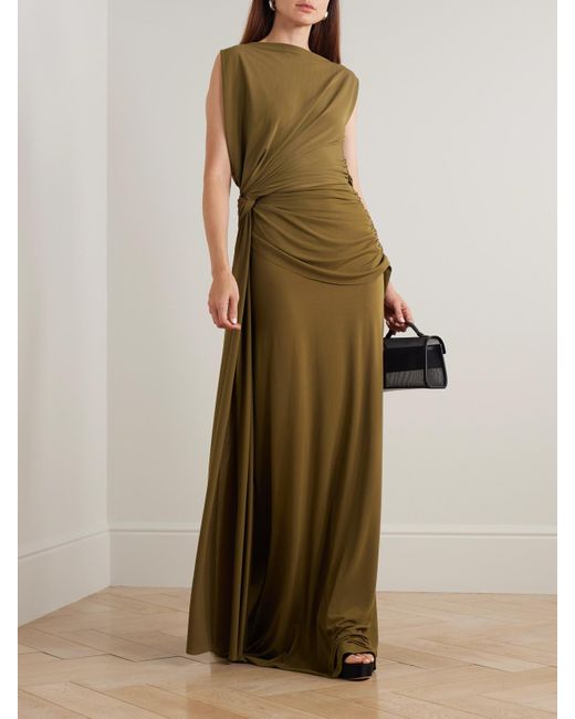 Robe Du Soir En Jersey Crêpe Recyclé Stretch À Fronces Et À Drapés Alex Perry en coloris Natural
