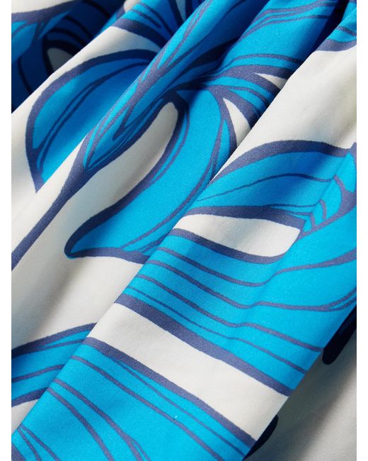 ANDRES OTALORA Blue Joyita Tiered Printed Linen Mini Dress