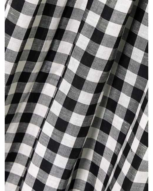 Doen White Leslie Tie-Detailed Smocked Gingham Voile Midi Dress