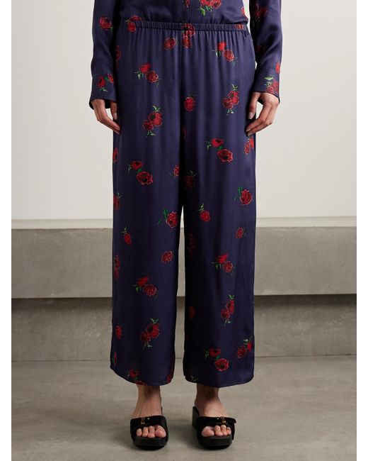 Khaite Blue Mindy Hose Mit Weitem Bein Aus- Bedrucktem Twill