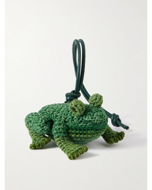 J.W. Anderson Green Frog Crocheted Cotton And Leather Bag Charm