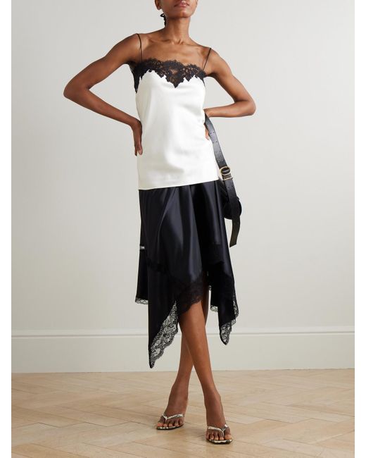 Stella McCartney White Lace-Trimmed Satin Camisole