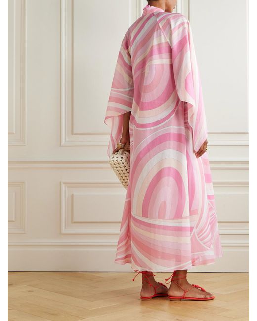 Emilio Pucci Pink Kaftan Aus Bedrucktem Baumwollmusselin
