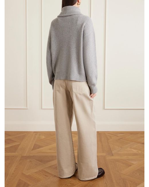 The Elder Statesman Gray Runyon Pullover Aus Geripptem Kaschmir Mit Reißverschluss