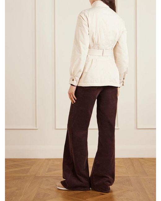 Moncler Natural Maitake Appliquéd Belted Gabardine Jacket