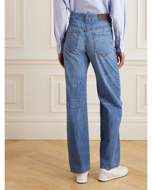 Brunello Cucinelli Blue Hoch Sitzende Jeans Mit Weitem Bein