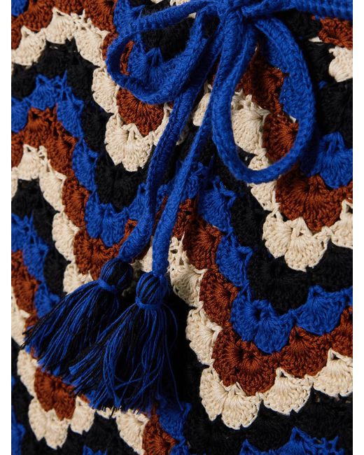 Escvdo Blue Safi Crocheted Organic Cotton Midi Skirt