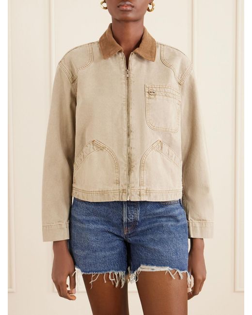 SLVRLAKE Denim Natural Harley Corduroy-Trimmed Cotton-Canvas Jacket