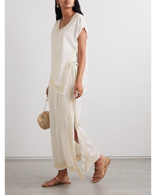 Rabanne White Embroidered Layered Twill Midi Dress