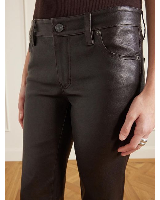 FRAME Black Rodeo Leather Bootcut Pants
