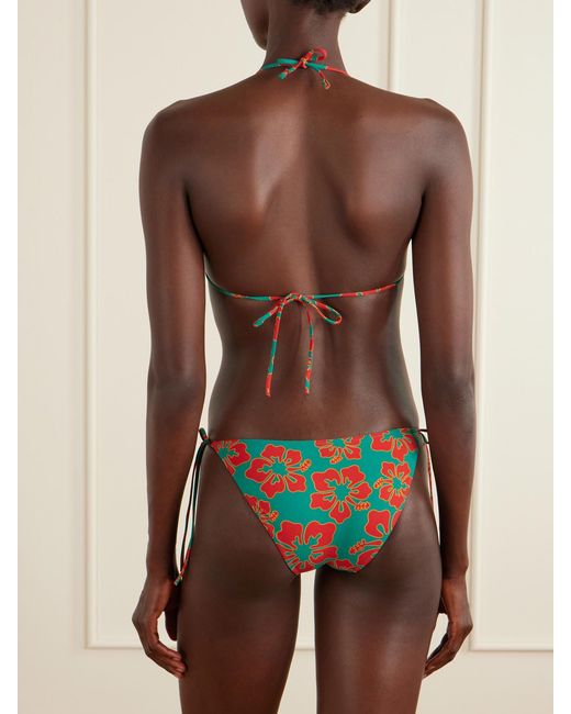 Lido Green Venti Printed Triangle Halterneck Bikini