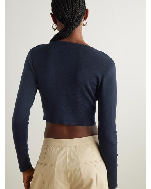 arch4 Blue Naples Cropped Silk And Cashmere-Blend Cardigan