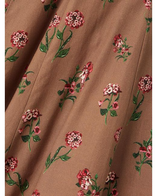 Agua Bendita Brown Frontera Bead-Embellished Floral-Print Cotton Midi Dress