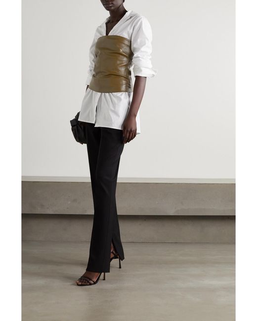 Rosetta Getty Green Strapless Leather Top