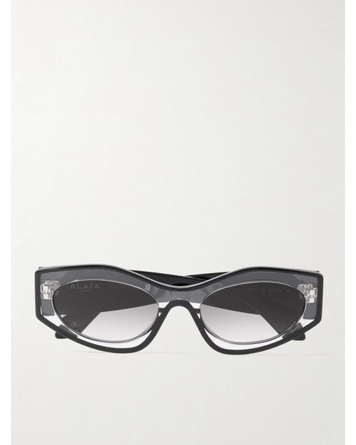 Alaïa Gray Two-Tone Cat-Eye Acetate Sunglasses